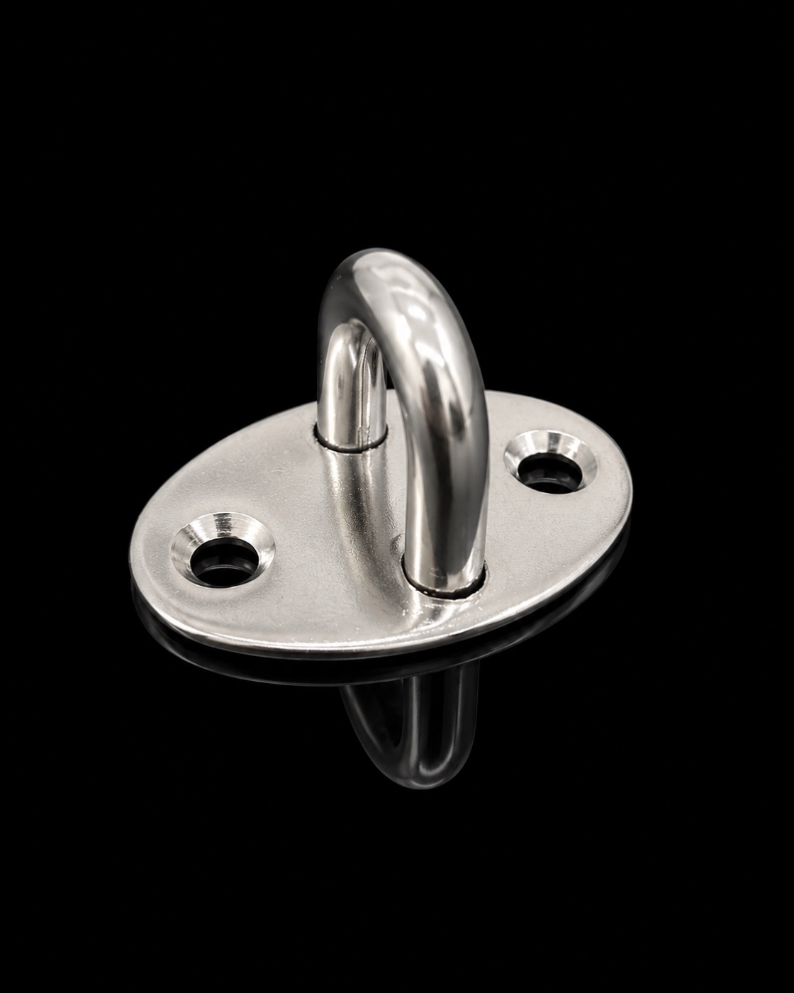 Stainless-steel anchor plate with fixing holes and loop