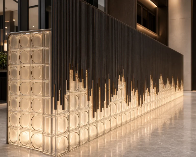 Crystal Bricks & Blocks used in a custom interior crystal screen application