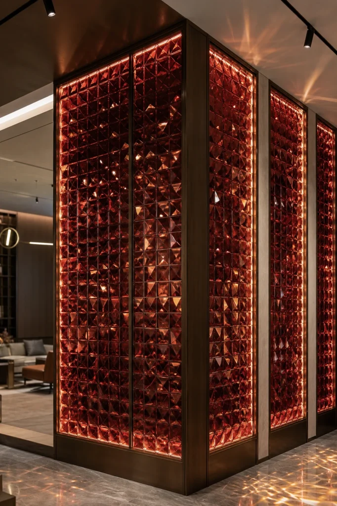 Crystal Bricks & Blocks used in a custom interior crystal screen application
