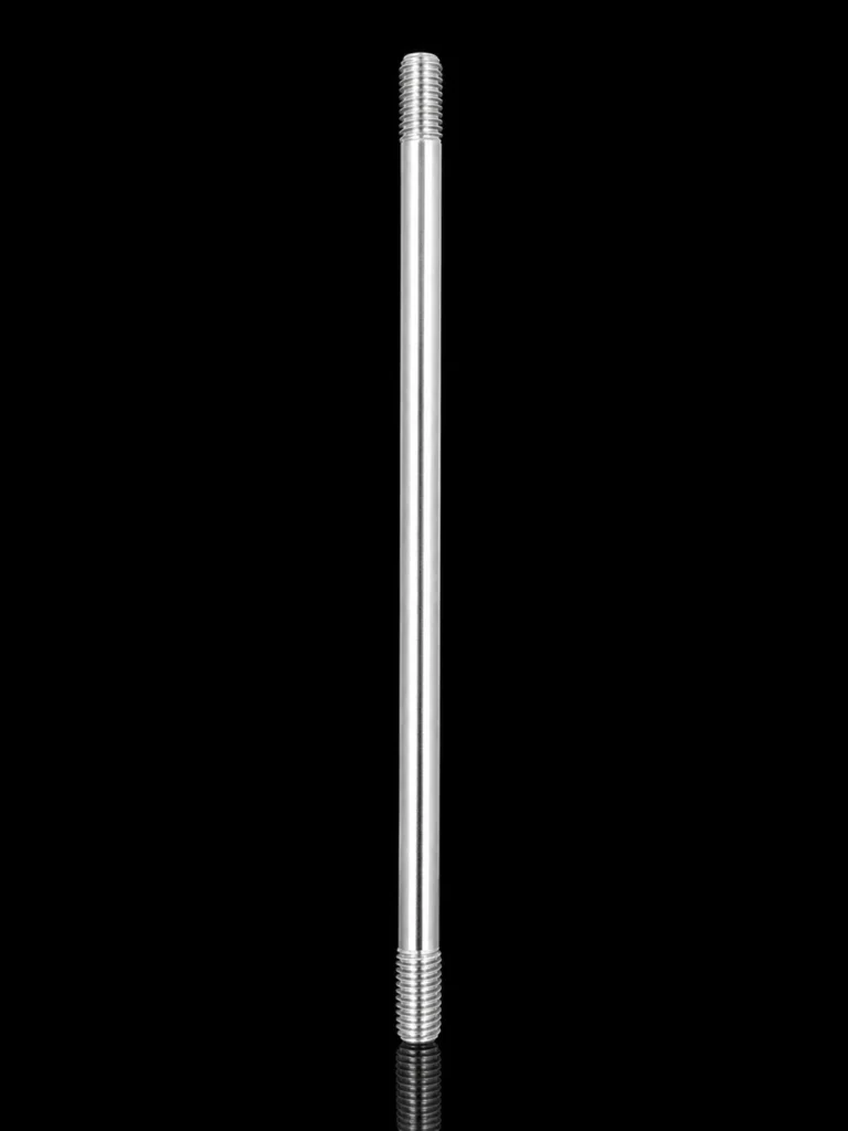 Repaired double-threaded metal rod used in crystal screen fixing and suspension systems