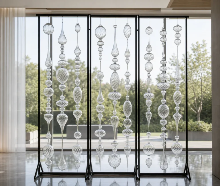 Crystal Tubes & Bars used in a custom interior crystal screen application