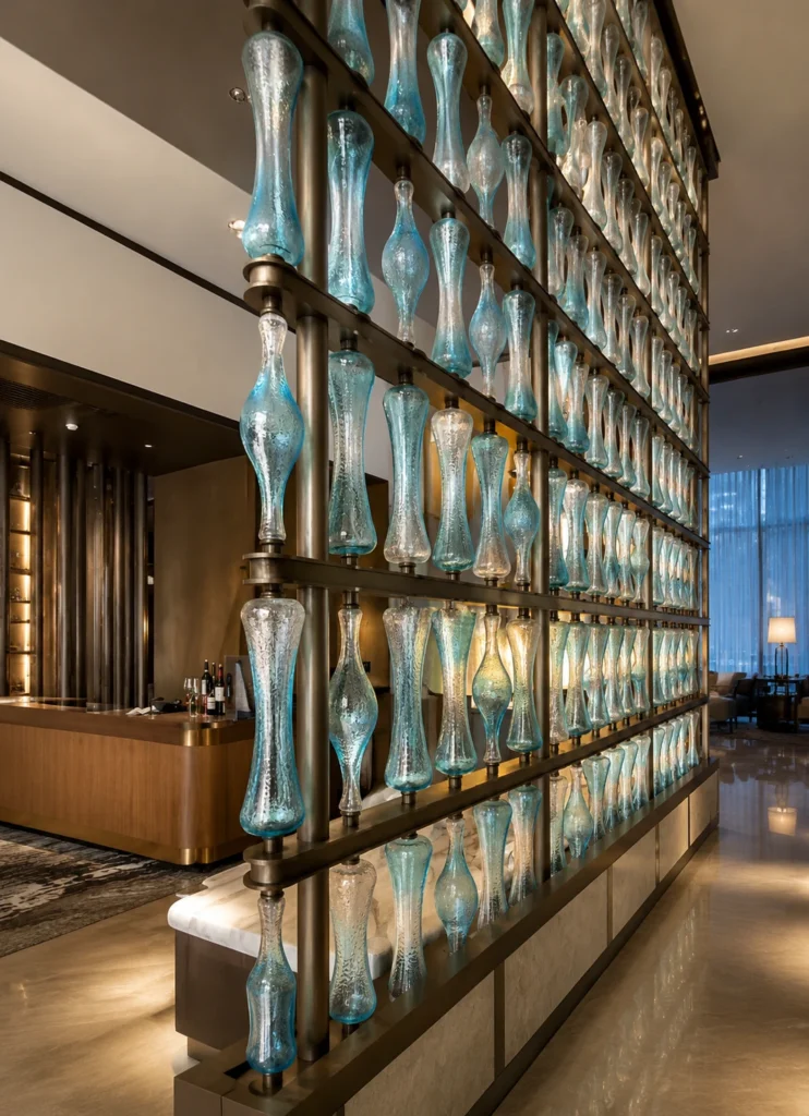 Crystal Tubes & Bars used in a custom interior crystal screen application