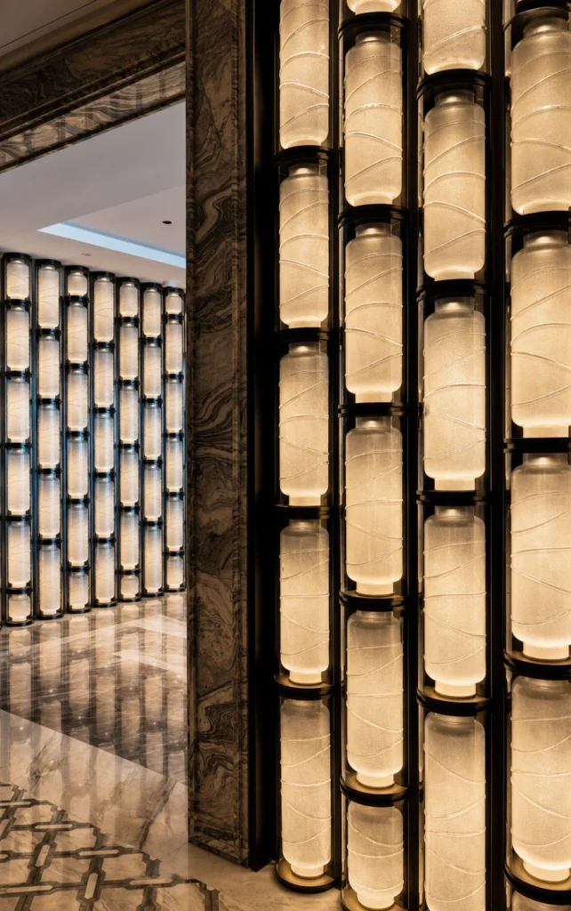 Crystal Tubes & Bars used in a custom interior crystal screen application