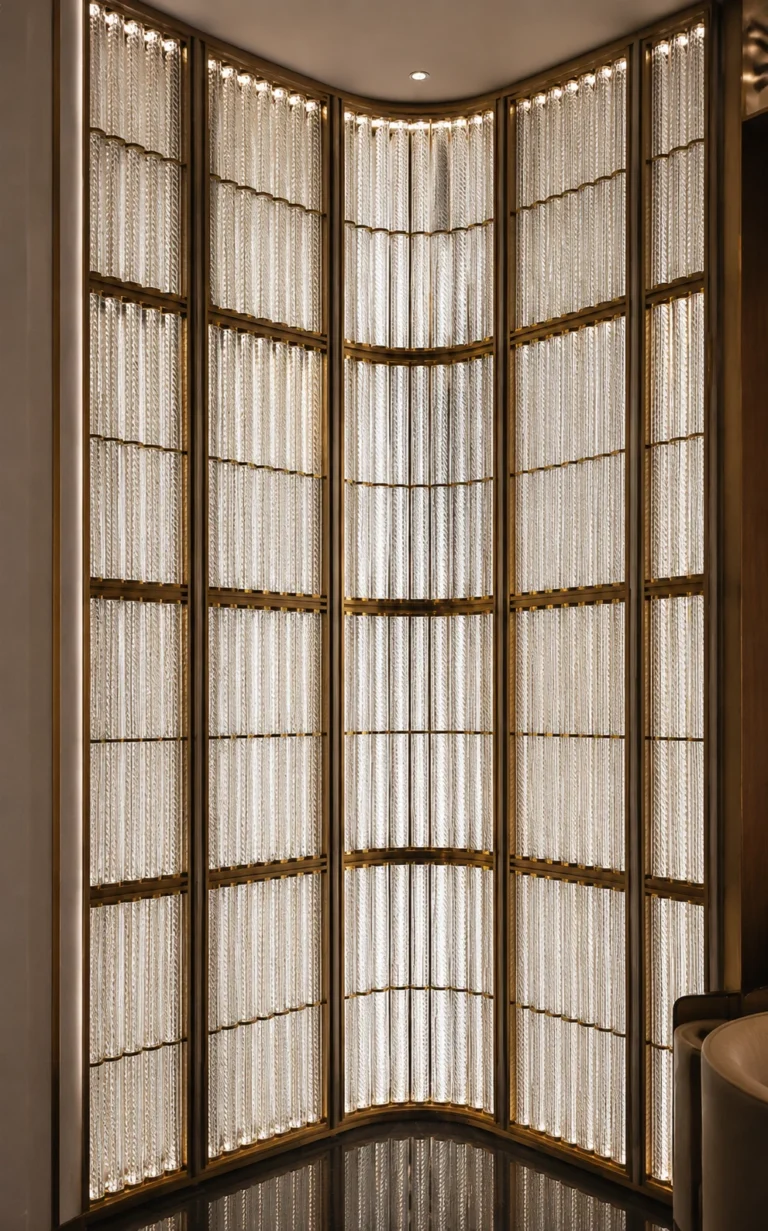 Crystal Tubes & Bars used in a custom interior crystal screen application
