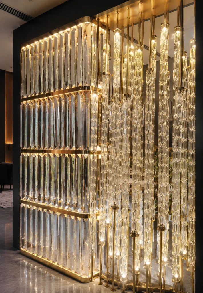 Crystal Tubes & Bars used in a custom interior crystal screen application