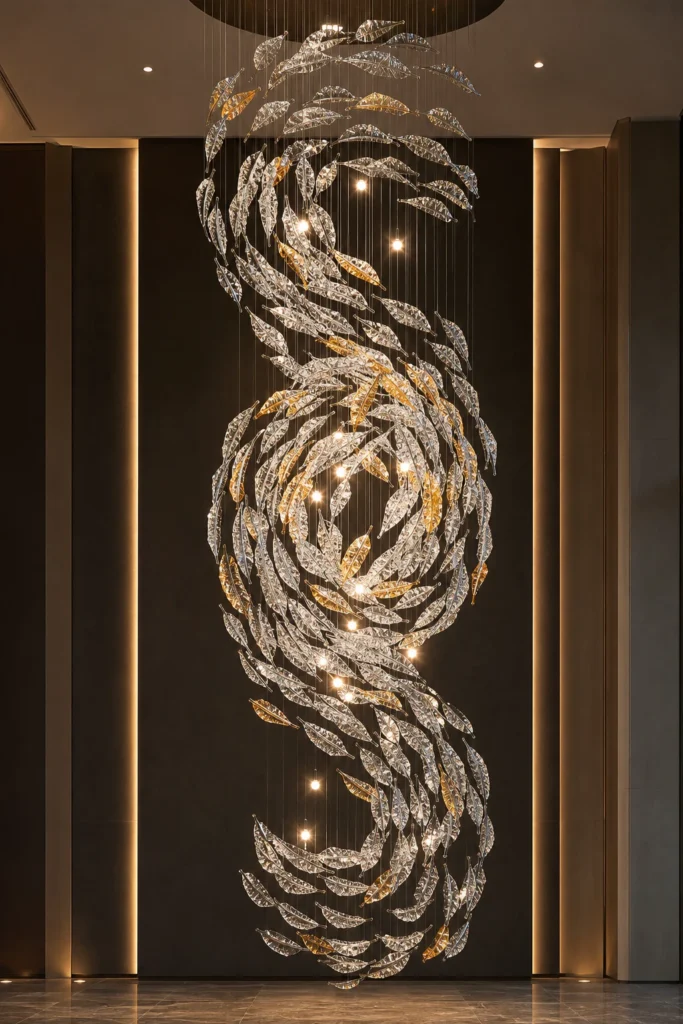 Feather & Leaf Crystal Panels interior application