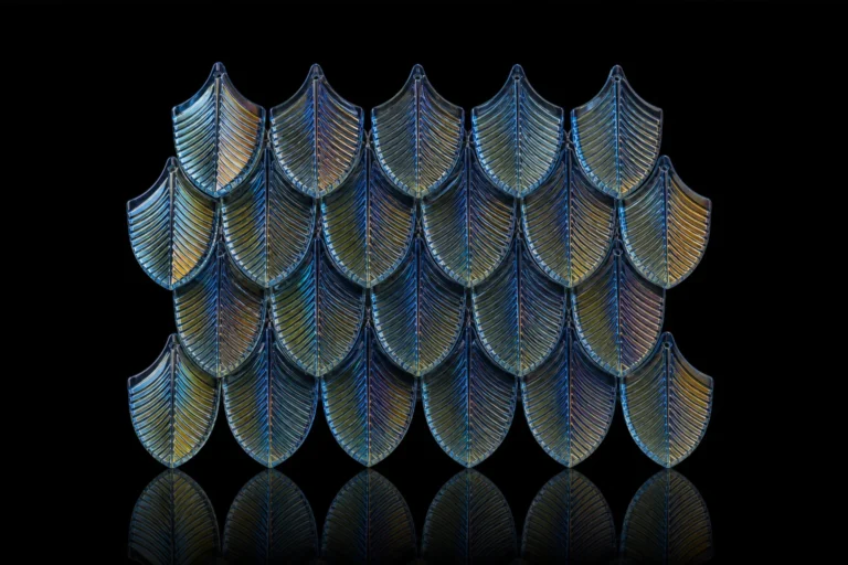 Feather & Leaf Crystal Panels used in a custom interior crystal screen application