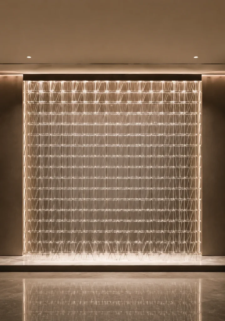 Rectangular Crystal Hanging Panels used in a custom interior crystal screen application