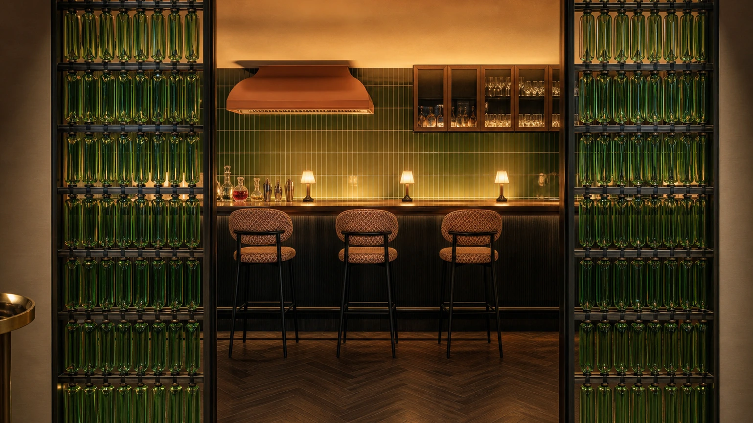 Rectangular Crystal Hanging Panels used in a custom interior crystal screen application