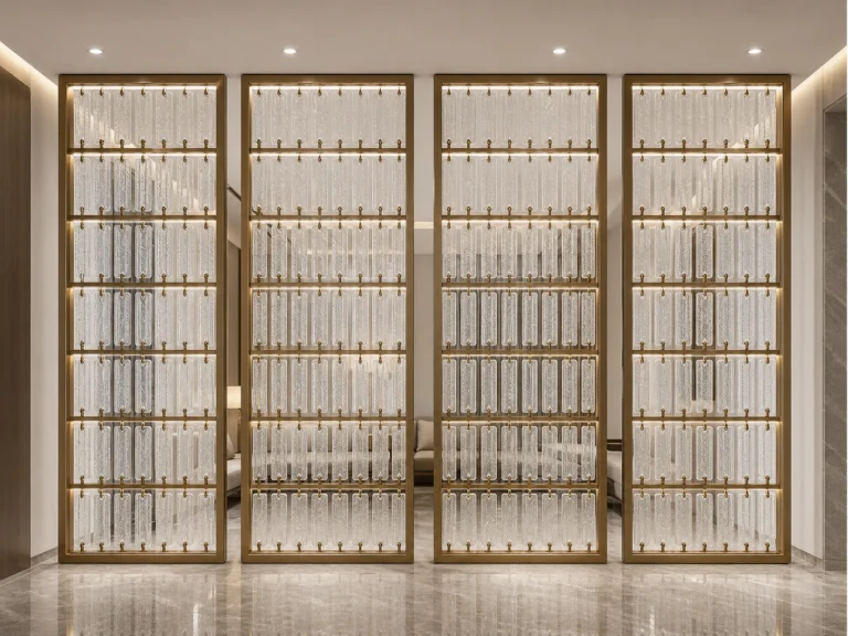 Rectangular Crystal Hanging Panels used in a custom interior crystal screen application
