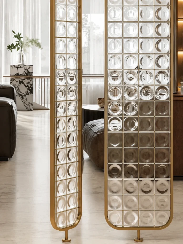 Shaped Crystal Modules used in a custom interior crystal screen application