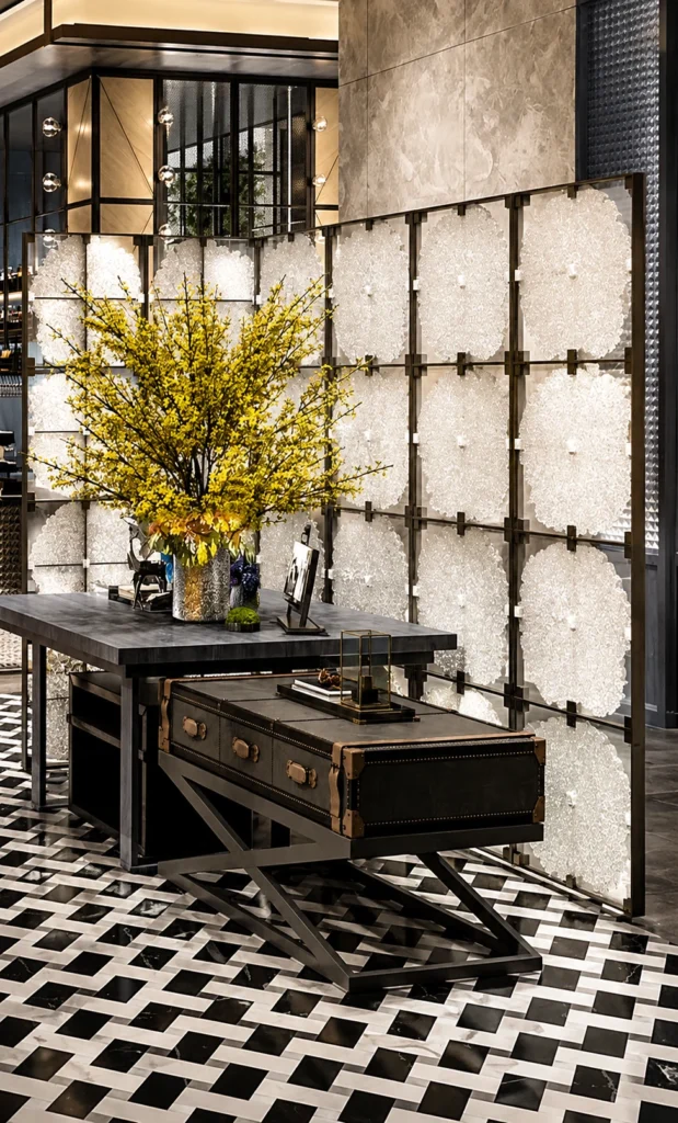 Square Crystal Panels & Modules used in a custom interior crystal screen application