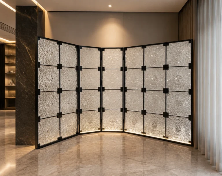 Square Crystal Panels & Modules used in a custom interior crystal screen application