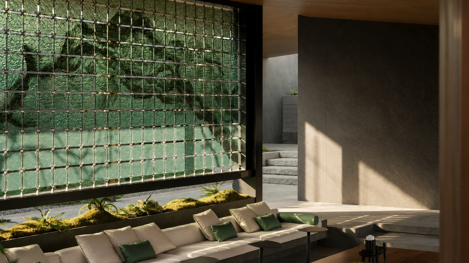 Square Crystal Panels & Modules used in a custom interior crystal screen application