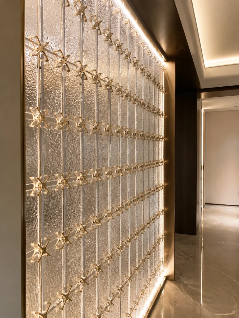 Square Crystal Panels & Modules used in a custom interior crystal screen application