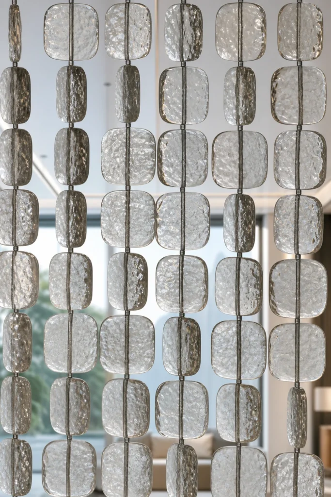 Tube-Linked Crystal Panels used in a custom interior crystal screen application