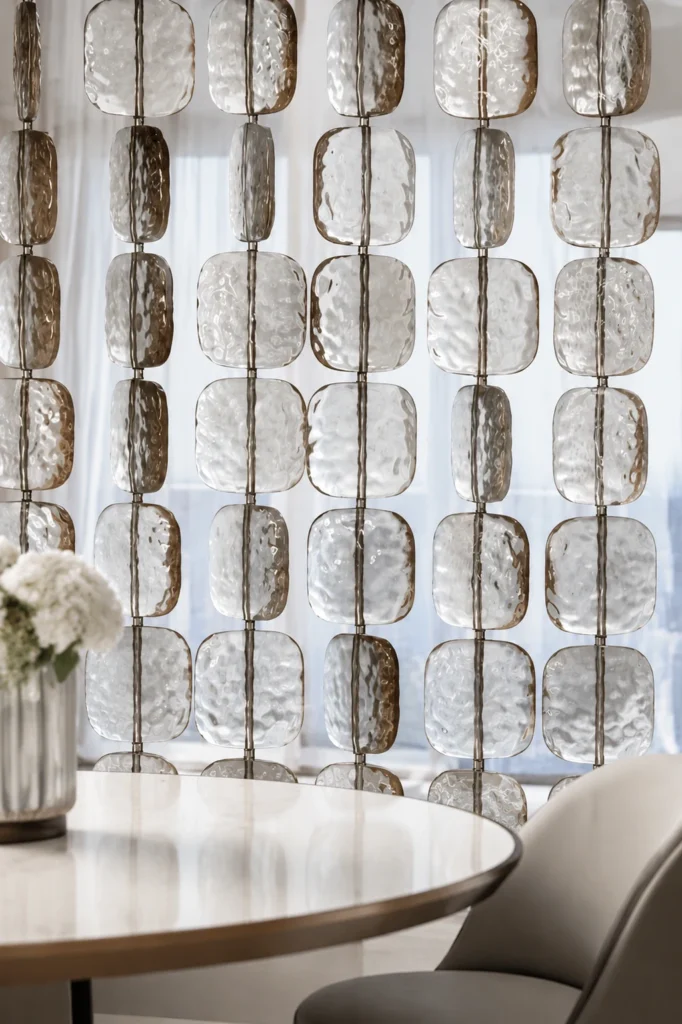 Tube-Linked Crystal Panels used in a custom interior crystal screen application