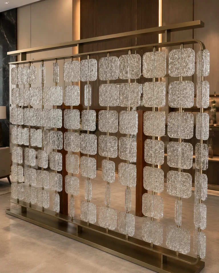 Tube-Linked Crystal Panels used in a custom interior crystal screen application